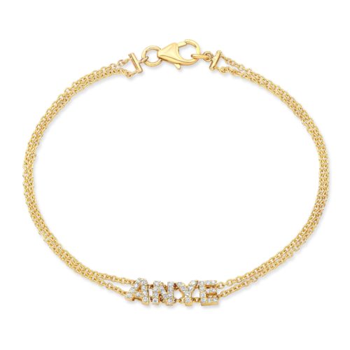 Double Chain Diamond Nameplate Bracelet | Wedding & Bridal Jewelry ...