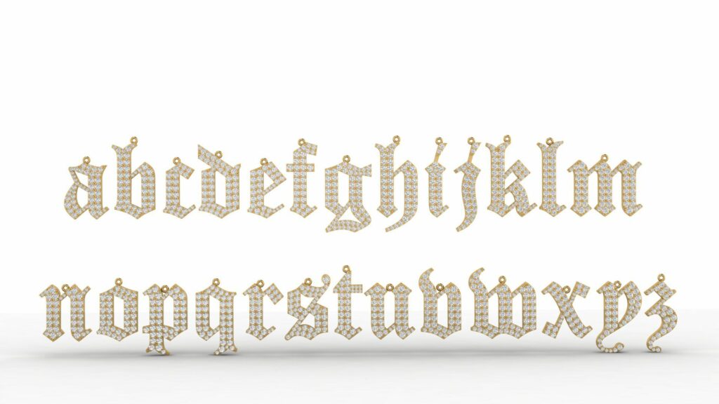 Gothic Pave Letter Necklace