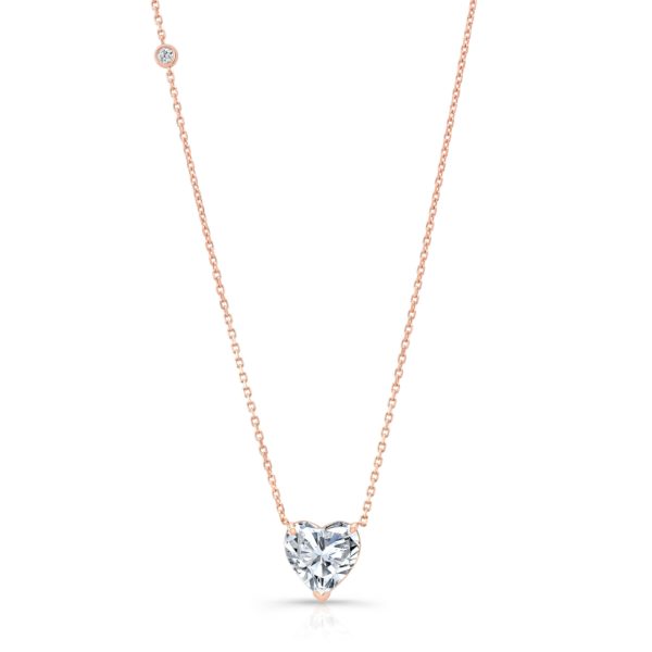 Solitaire Heart Necklace + Diamond Bezel