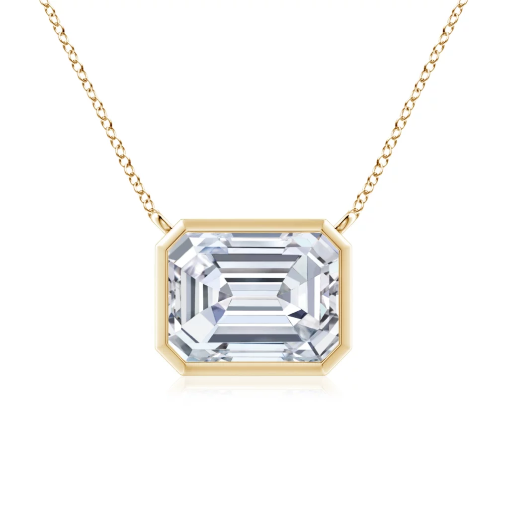 Emerald Lab Grown Diamond Bezel Necklace